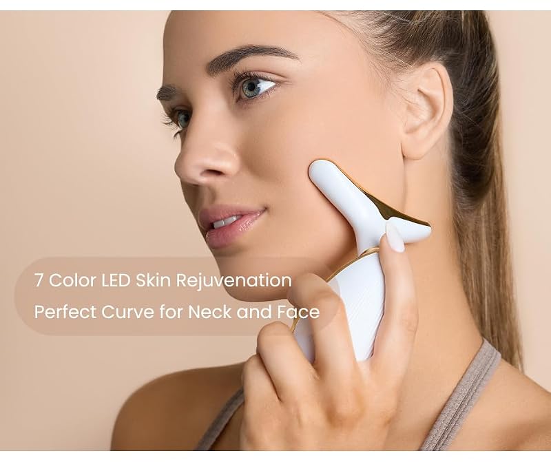 Red Light Therapy Face Massager with 7 LED Colors for Skin Tightening & Lifting