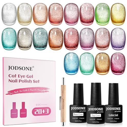 JODSONE 23-Piece Cat Eye Gel Nail Polish Set with Magnet and Base/Top Coat