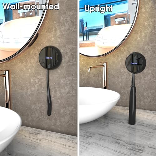 iHave Upgraded Black UV Toothbrush Sanitizer Wall Mount Holder