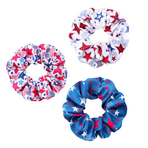3-Pack Patriotic 4th of July Hair Scrunchies - American Star Design