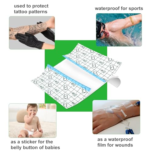 Jconly Waterproof Tattoo Aftercare Bandage Rolls - 2x2yd, 4x2yd, 6x2yd Healing Wraps for Shower & Swimming