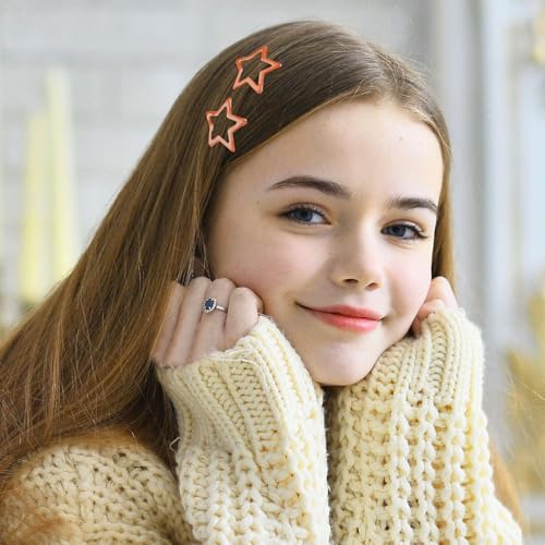 Joez Wonderful 20pcs Star Snap Hair Clips - Orange Metal Barrettes