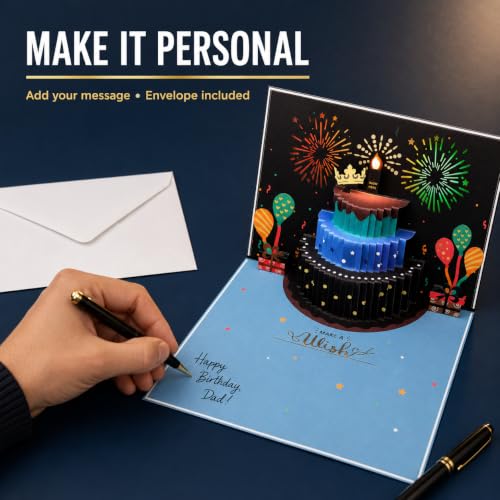 3D Pop Up Happy Birthday Card with LED Fireworks & Melody