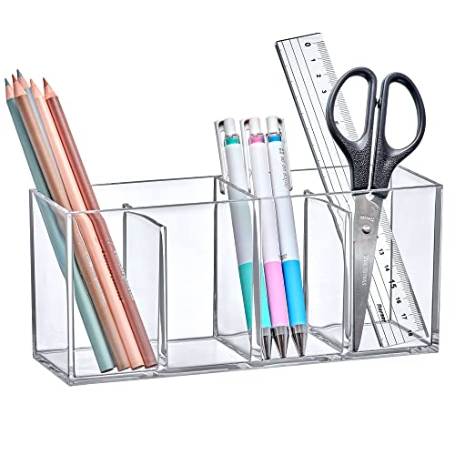 Amazing Abby 4-Compartment Acrylic Makeup Organizer & Brush Holder