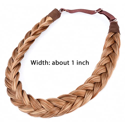 BOBIYA Chunky Braided Headband - Synthetic Hair Plaited Band, Strawberry Blonde