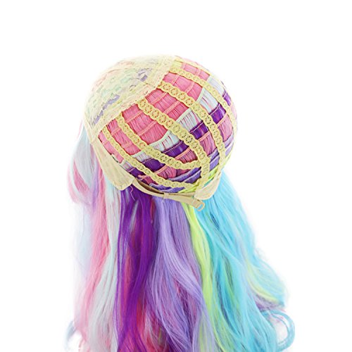 Long Curly Rainbow Hair Wig | 27.56 Inch Heat Resistant for Cosplay & Parties
