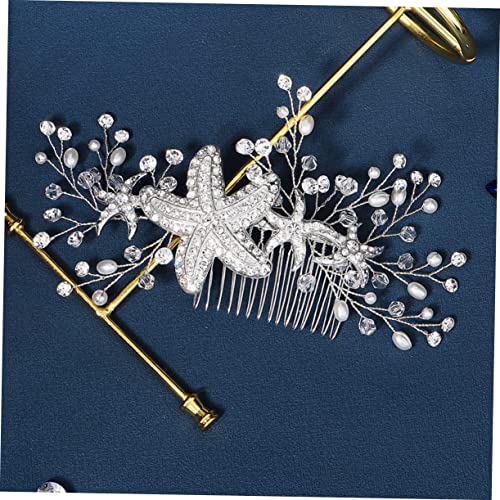 FRCOLOR Starfish Rhinestone Hair Comb with Pearls for Weddings