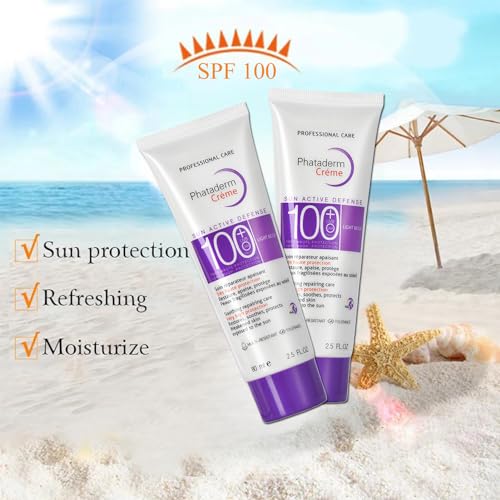 SPF 100 Sunscreen for Face - 2 Pack (2.5 oz Each) - Broad Spectrum UVA UVB Protection