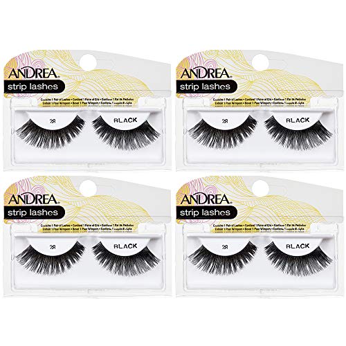Andrea False Lashes Style 28 Black - Reusable Natural Look Strip Lashes, 4 Pairs