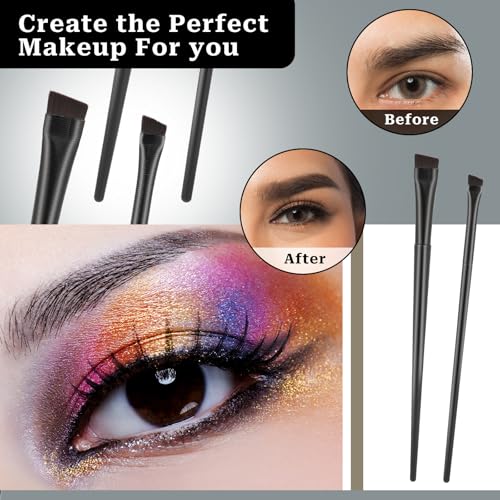16 Pcs Angled Eyebrow Eyeliner Brushes Set - Ultra Thin Applicator