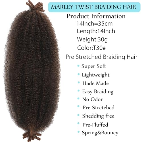 Miyamarch 14-Inch Springy Afro Twist Hair - 8 Packs Marley Braiding Hair
