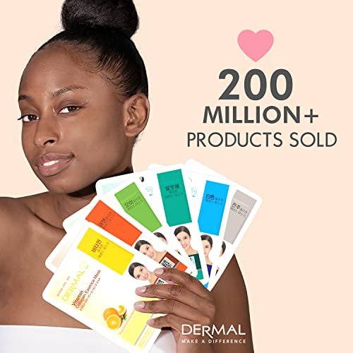 DERMAL 12 Pack Collagen Essence Korean Face Masks - Hydrating & Soothing