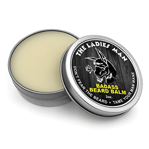 Badass Beard Care Beard Balm - Ladies Man Scent, 2 oz Natural Conditioner