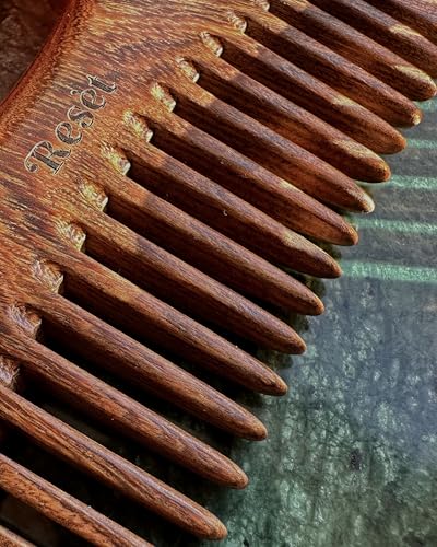 Resèt Natural Sandalwood Wooden Comb - Wide Tooth Hair Detangler & Massage Brush, Eco-Friendly & Anti-Static, Travel Size