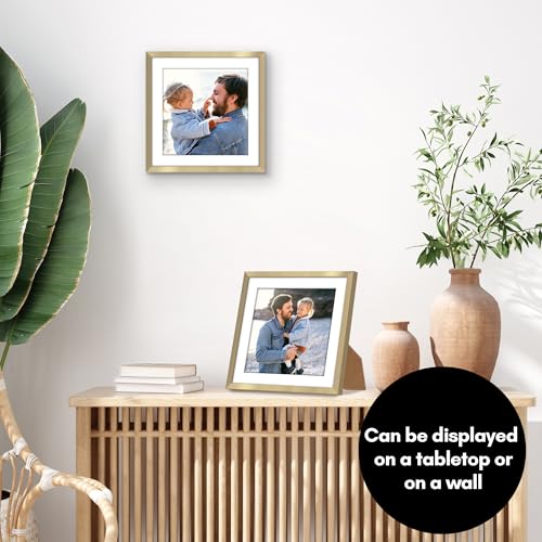 Americanflat 10x10 Gold Picture Frame with Mat - Slim Design