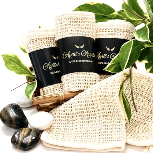 Natural Sisal Washcloth Set - 3 Pack Eco-Friendly Exfoliating Scrubber