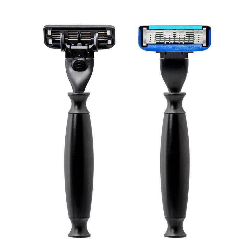 ZENGRASOIR 5 Refillable Razors with Stand for Men, Safety Razor Travel Case, Long-Lasting 5 Blade Razors for a Smooth and Comfortable Shave, 1 Handle and 5 Cartridges, 8 Piece Shaving Kit