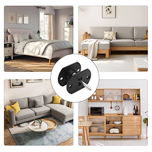 4 Pack Black Sectional Couch Connectors - Durable Pin Style Brackets