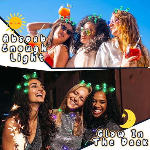 30 Pcs Glow in the Dark Alien Hair Clips - Quirky Rave Hair Accessories