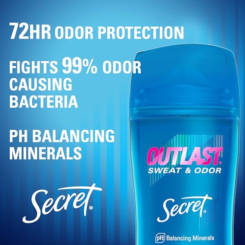 Secret Outlast Antiperspirant Deodorant for Women, 72hr Sweat & Odor Protection, PH Balancing Minerals, Pro-Hyaluronic Acid, Clear Gel, Completely Clean Scent, 2.6 oz (Pack of 2)