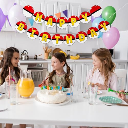 Cartoon Animation Birthday Banner - Red, White & Yellow Party Decor