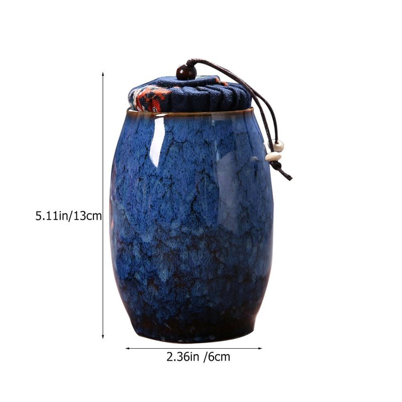 Angoily Kiln Tea Tea Jar Household Container Multi-function Canister Kitchen Holder Leaves Canister Loose Container Storage Jar Sealed Storage Pot (Blue)