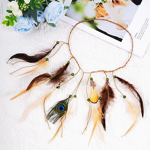Indian Feather Headband - Native American Tribal Costume Accessory