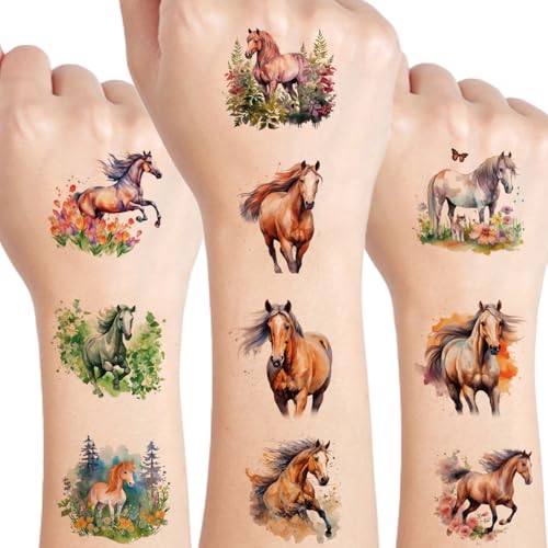 Horse Temporary Tattoos for Kids - 10 Sheets Waterproof Stickers