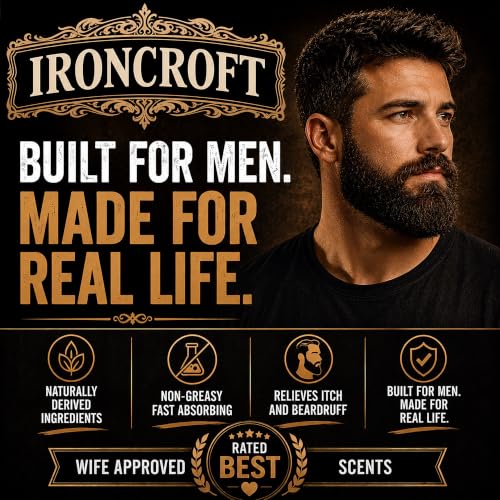 IRONCROFT Backroom Bourbon Beard Oil for Men - Non-Greasy Conditioner with Jojoba & Argan Oil