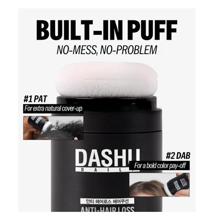 DASHU Hair Powder Cushion for Thinning Hair - Waterproof Root Concealer, 0.56oz