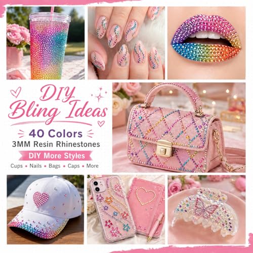 Duryeo Bedazzler Kit - 40000 PCS 3mm Rhinestones in 40 Colors