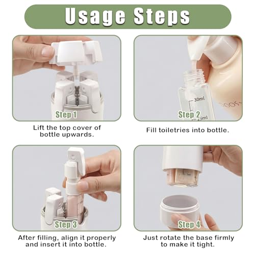 ZANSHI 4-in-1 Travel Dispenser Bottle Set for Toiletries
