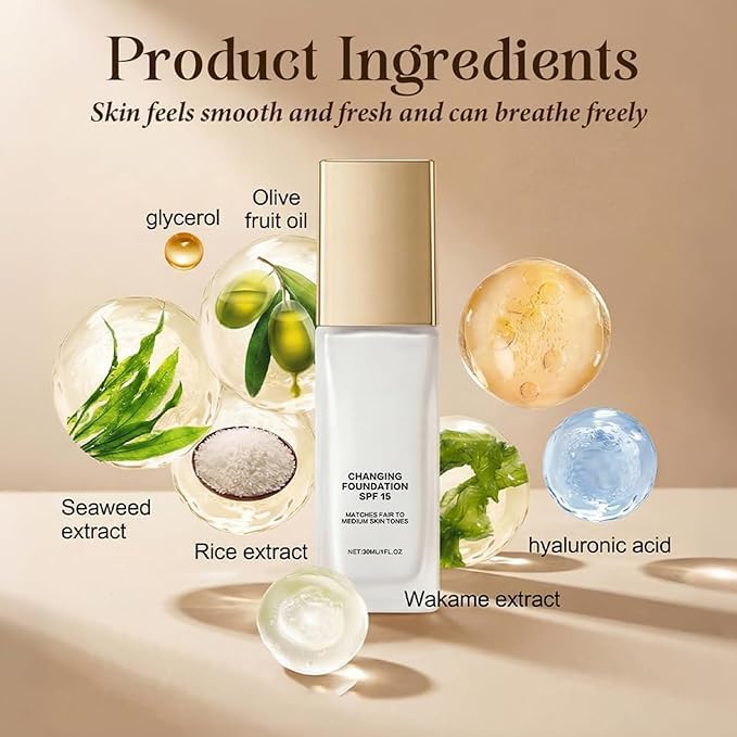 Color Changing Foundation for Mature Skin - Hydrating Concealer Cream | Lightweight, Buildable Coverage, Natural Finish