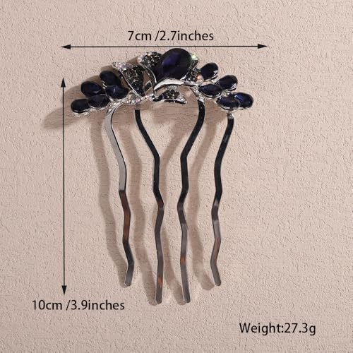 Missgrace Blue Bridal Hair Comb with Crystals – Wedding & Prom Hair Accessory