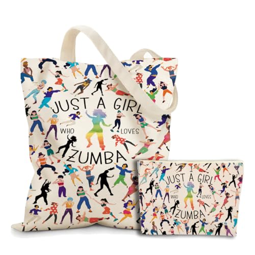 Girl Dance 839 Canvas Tote & Cosmetic Bag Set for Women