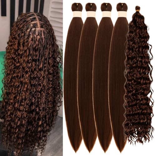 Leticia Pre Stretched Brown Curly Braiding Hair 26 Inch - Pack of 5