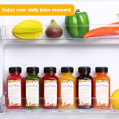 Moretoes 12-Pack 8oz Clear Juice Bottles with Tamperproof Caps