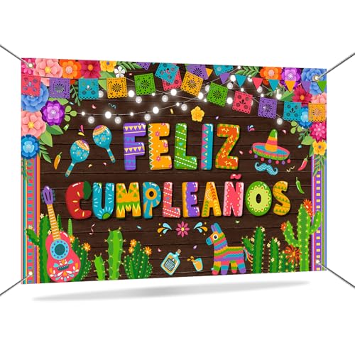 Feliz Cumpleaños Banner Backdrop - Mexican Birthday Party Decor