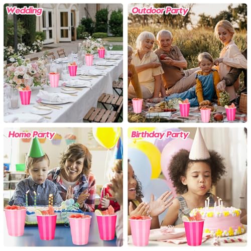 Vumdua 12 oz Pink Disposable Party Cups - Pack of 40 for Events