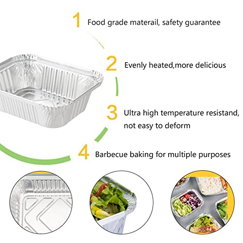 Waytiffer 50 Pack Disposable Aluminum Foil Pans with Lids, 5.5" x 4.5"