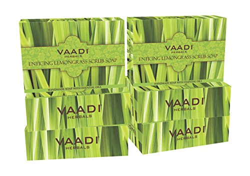 Vaadi Herbals Lemongrass Handmade Soap Bar - 100% Natural, 6 Pack