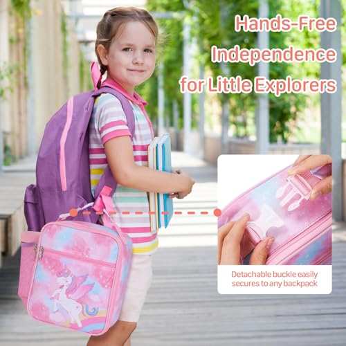 Insulated Kids Lunch Bag - Pink Unicorn Lunch Box for School
