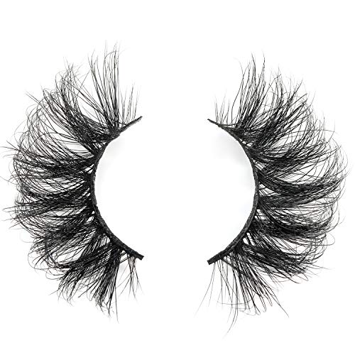 HICOCU 25mm Fluffy Mink False Eyelashes Style H361 - Dramatic Volume, Cruelty-Free Siberian Mink, Reusable Lash Extension