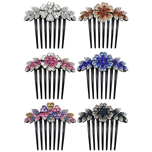 Luxury Sparkly Rhinestone Flower Leaf Hair Comb for Thick & Long Hair