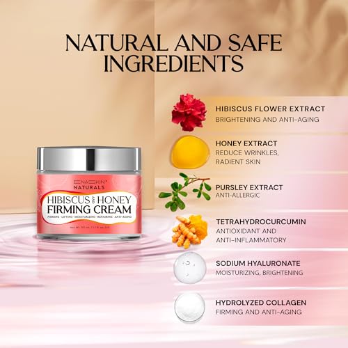 Neck Firming Cream with Hibiscus & Honey - Anti-Aging Moisturizer for Fine Lines & Deep Hydration - 1.7 Fl Oz