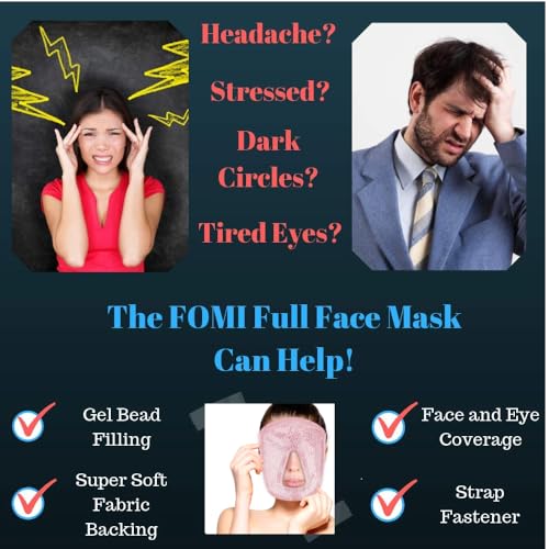 FOMI Pink Full Facial Mask w/o Eye Holes | Hot & Cold Therapy for Migraine Relief, Puffiness & Stress