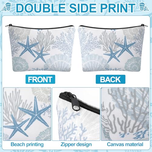 Fresh Ocean-Themed Cosmetic Bag Set - 4 Pcs Beach Makeup Pouches