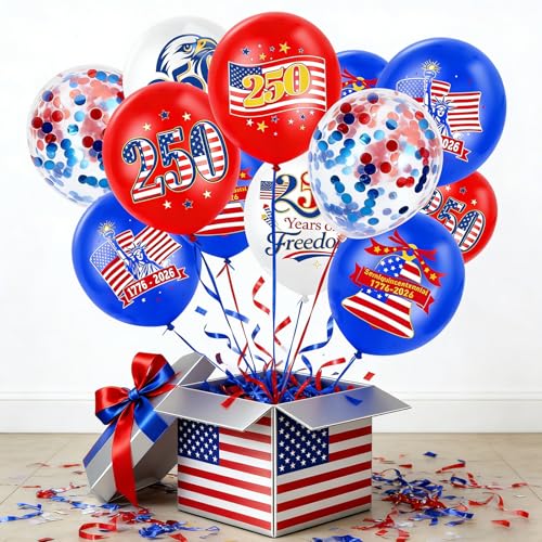 32-Pack 4th of July Balloons - USA Patriotic Decorations