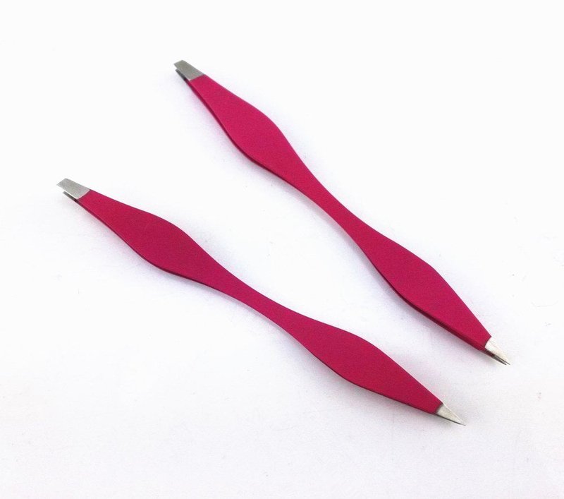yueton 2pcs Double End Precision Pointed and Slant Tip Tweezers Set for Eyebrow and Ingrown Hair