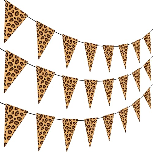 Cheetah Print Pennant Banners - 3PCS Leopard Party Decorations